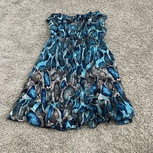 GORGEOUS blue and gray snakeskin strapless dress